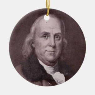 VintageBenjamin Franklin porträtt Julgransprydnad Keramik