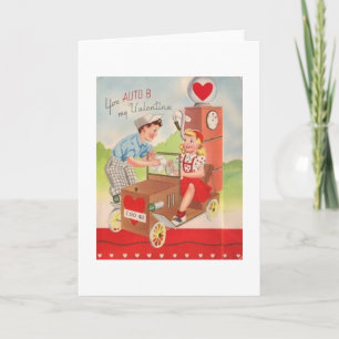 Vintagebensinstationvalentin kort för dag