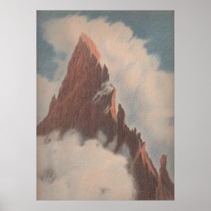 Vintageberg beskådar landskap unik molnsnö poster