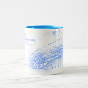 VintageBermuda karta som är ljus - blått Två-Tonad Mugg