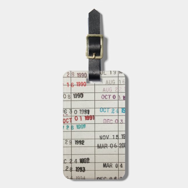 Vintagebibliotek daterar rakt kort bagagebricka (Vertikal Framsida)