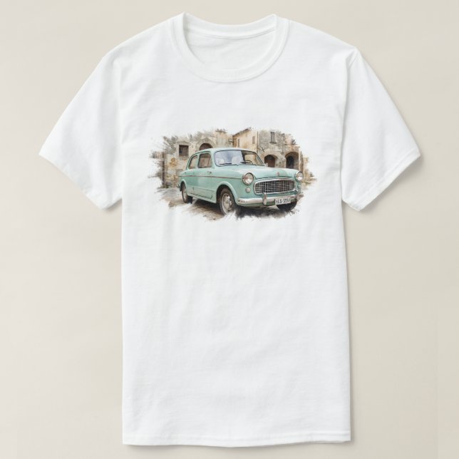 Vintagebil i rustik miljö t shirt (Design framsida)