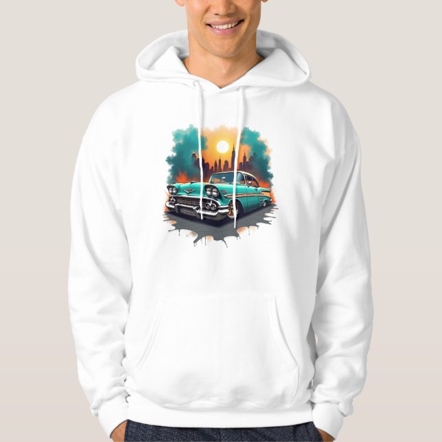 Vintagebil med stads graffiti stil hoodie (Framsida)