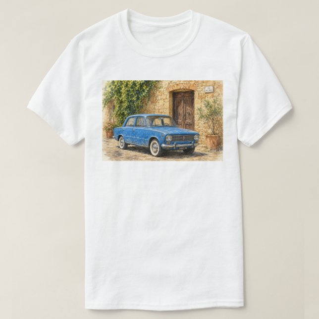 Vintagebil på lantlig gata t shirt (Design framsida)