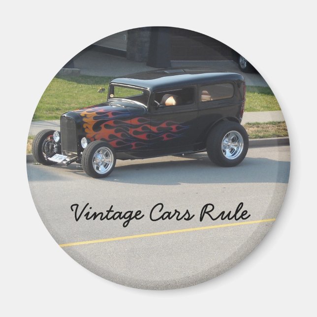 Vintagebilar härskar magnet (Framsidan)