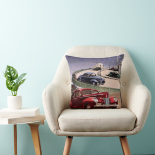Vintagebilar, klassiska sedaner road trip på motor kudde