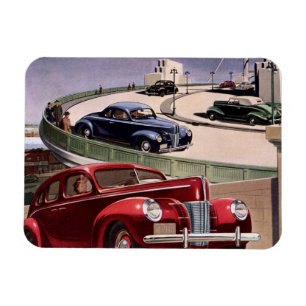 Vintagebilar, klassiska sedaner road trip på motor magnet