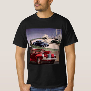 Vintagebilar, klassiska sedaner road trip på motor tee