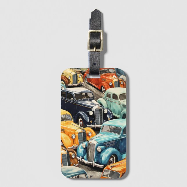 Vintagebilar Mönster Bagagebricka (Framsida vertikal)