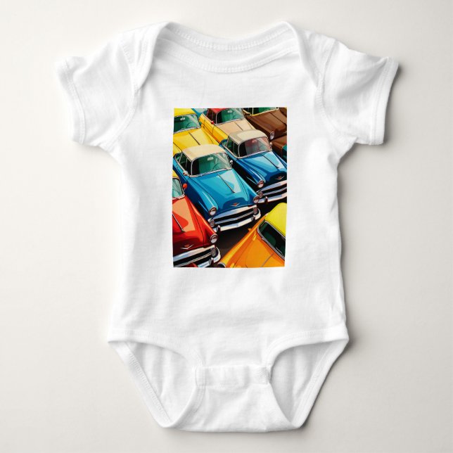 Vintagebilar mönster t shirt (Framsida)