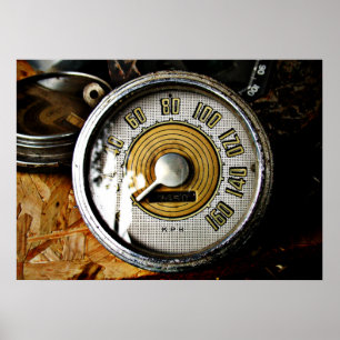 Vintagebilen rusar mätinstrumentet poster