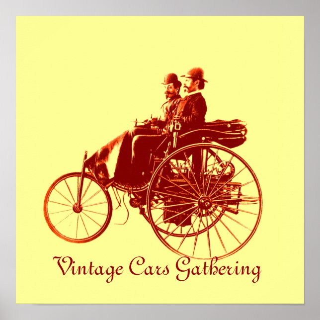 Vintagebilsamling, gulbrun poster (Framsidan)