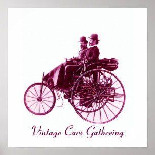 Vintagebilsamling, lila violett vit poster