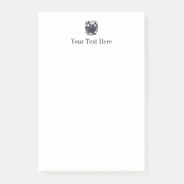 Vintagebläckfiskillustration Post-it Block (Framsida)