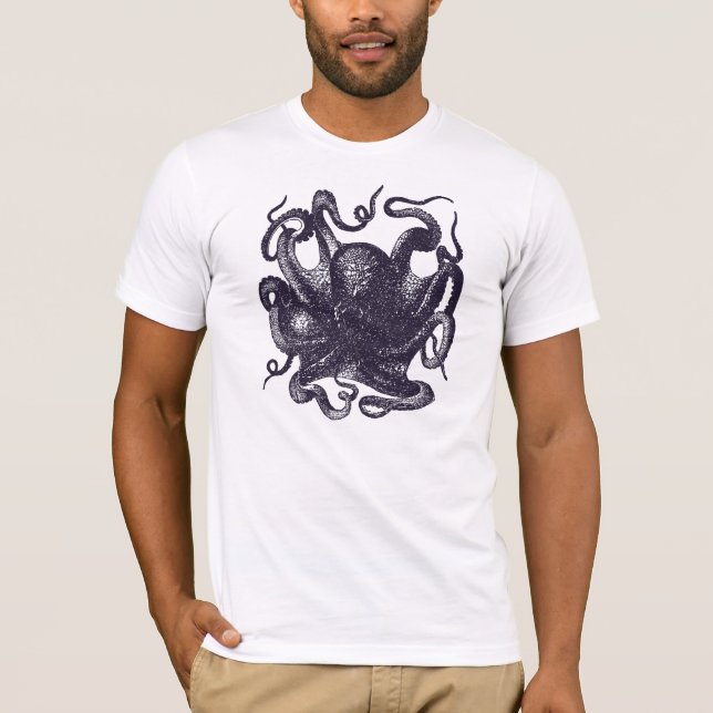 Vintagebläckfiskillustration T Shirt (Framsida)