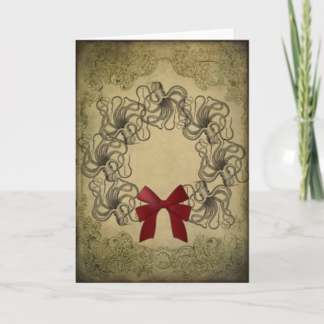 Vintagebläckfiskjulkort Helgkort (Framsida)