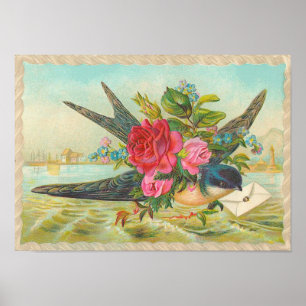 Vintageblåttfågel Poster