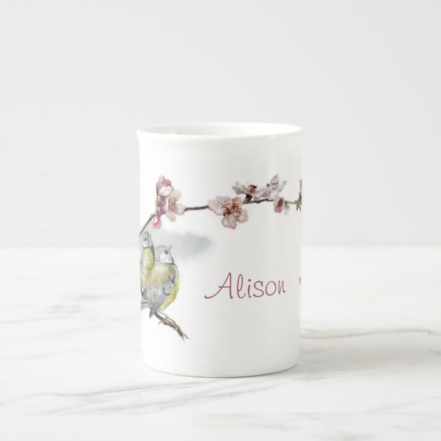 Vintageblåtttits Benporslin Mugg (Framsidan)