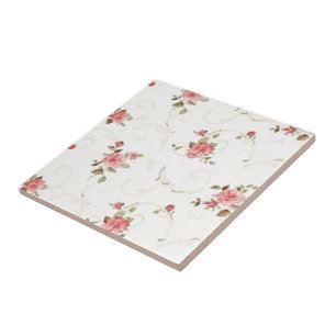 Vintageblek - rosa ros kakelplatta