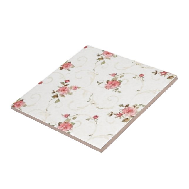 Vintageblek - rosa ros kakelplatta (Sidan)