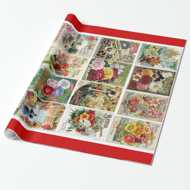 Vintageblomman kärnar ur den mosaiska gåvasjalen presentpapper (Utrullad)