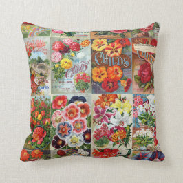 Vintageblomman kärnar ur paket arbeta i trädgården kudde