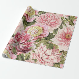 Vintageblommapion + Liljamönsterillustration Presentpapper