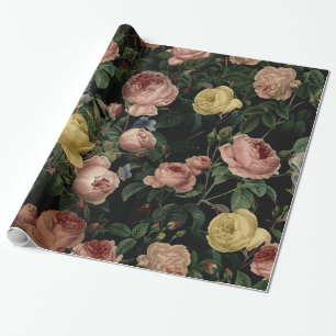 Vintageblommaro och IrisMönster-Mörk drömmar Presentpapper