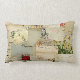 Vintageblommavykort Lumbarkudde