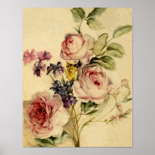 Vintageblommigt från det 18th århundradet poster