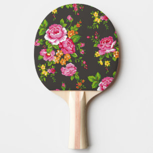 Vintageblommigt med rosa ros pingisracket