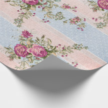 Vintageblommigt och randar som slår in papper