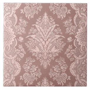 Vintageblommigt på rosig beige kakelplatta