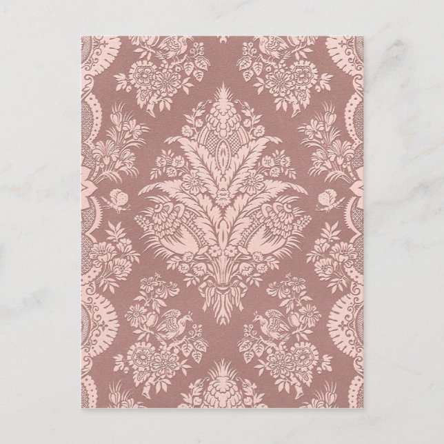 Vintageblommigt på rosig beige vykort (Framsida)