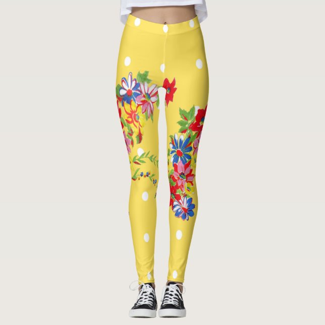 Vintageblommigtdamasker Leggings (Framsida)