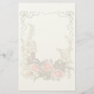 Vintageblommigten klädde med filt brevpapper