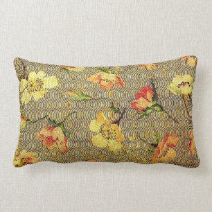 Vintageblommigten vinkar lumbarkudde