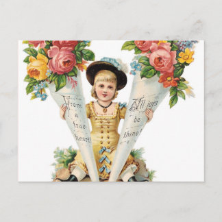Vintageblommigtvykort Vykort