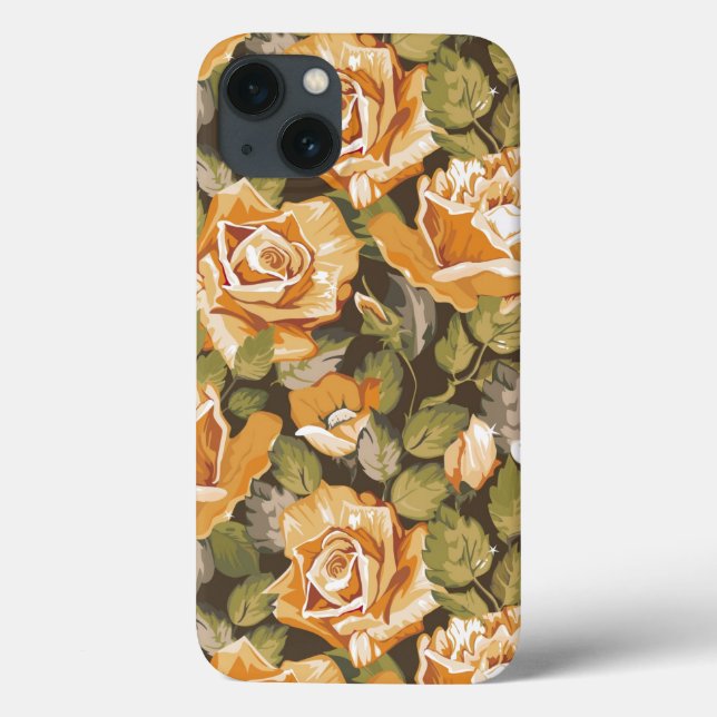 Vintageblommönster av gul ros (Baksida)