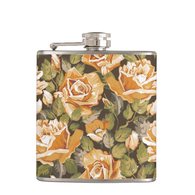 Vintageblommönster av gul ros fickplunta (Framsidan)