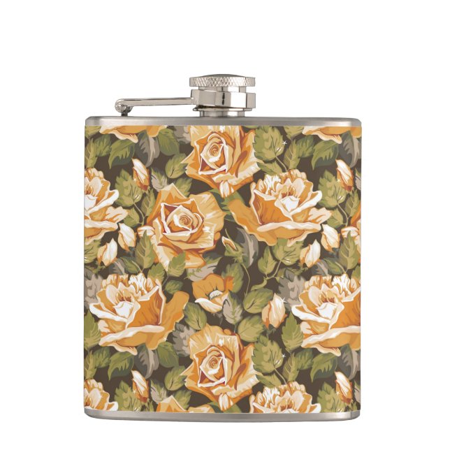 Vintageblommönster av gul ros fickplunta (Framsidan)