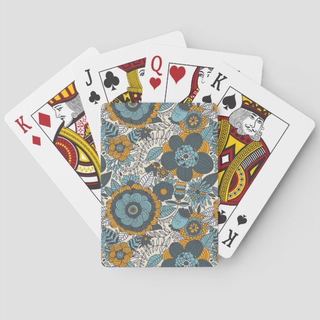 Vintageblommönster Casinokort (Baksidan)