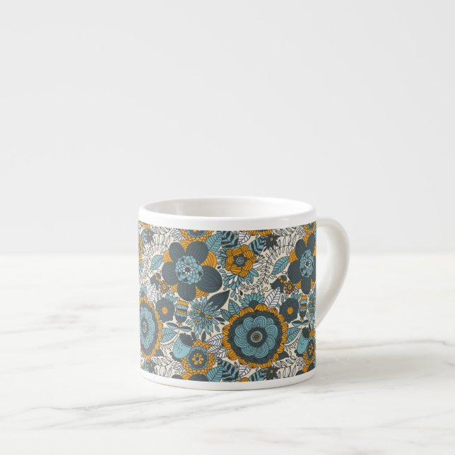 Vintageblommönster Espressomugg (Framsida höger)