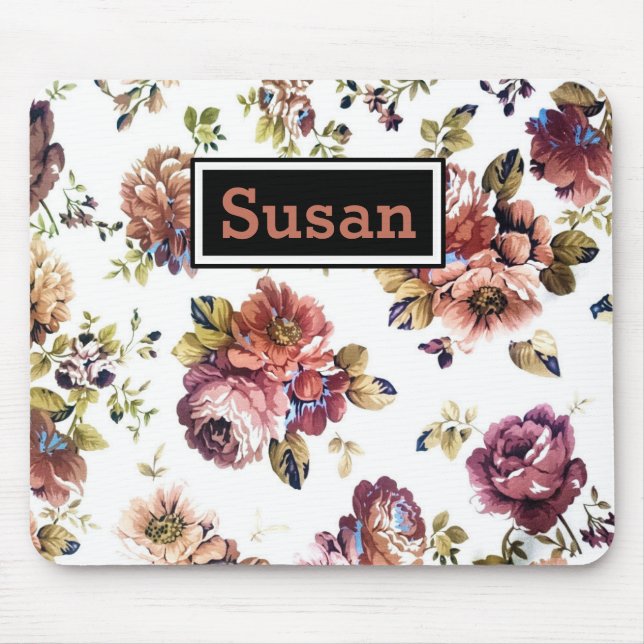 Vintageblommönster Mousepad Musmatta (Framsidan)