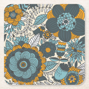 Vintageblommönster Underlägg Papper Kvadrat