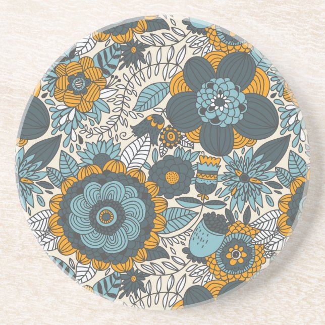 Vintageblommönster Underlägg Sandsten (Framsidan)