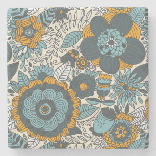 Vintageblommönster Underlägg Sten