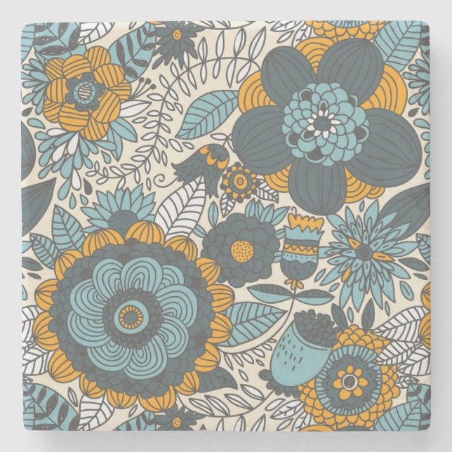 Vintageblommönster Underlägg Sten (Framsidan)