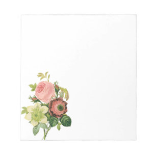 Vintageblommor, Anemone Rosor Clematis av Redoute Anteckningsblock