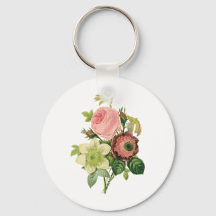 Vintageblommor, Anemone Rosor Clematis av Redoute Nyckelring